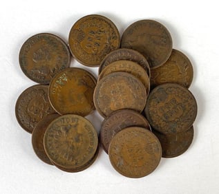 Group of 17 US Indian Head Cents