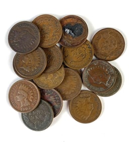 Group of 17 US Indian Head Cents