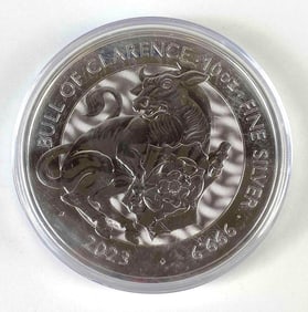 2023 England £10 Charles III Bull of Clarence .999 Fine Silver Round