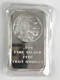 Silvertowne Buffalo Design 5 oz .999 Fine Silver Ingot/Bar
