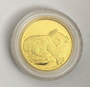 2012 Perth Mint Australia $5 Koala 1/25th oz .9999 Gold Coin