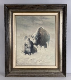 Edward J. Bierly Buffalo Winter Print on Board