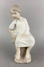 Lladro Porcelain Little Boy Thinking Figurine