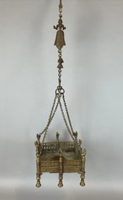 Sigdi Peacock Brass Hanging Planter with Figural Chain
