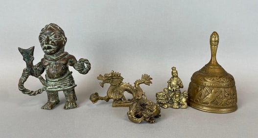 Group of Brass Asian Figures and More
