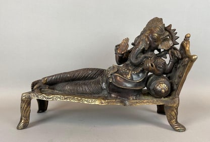 Reclining Ganesha Bronze Cast Statue
