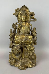 Kuan Yin Buddhist Brass Cast Statue