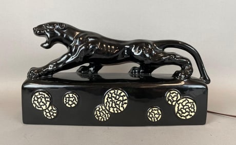 Vintage Howard Kron MCM Black Panther TV Lamp