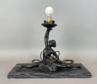 Vintage Collection Francaise Art Deco Dancer Bronze Lamp