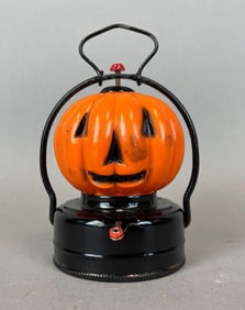 1960s Halloween Battery Operated Glass Light-Up Jack-O-Lantern