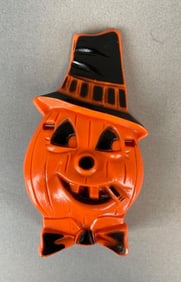 Vintage Rosbro Halloween Jack-O-Lantern Plastic Lollipop Holder