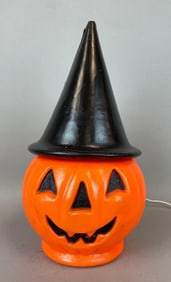 Vintage Jack-O-Lantern Witch Blow Mold Halloween Decoration