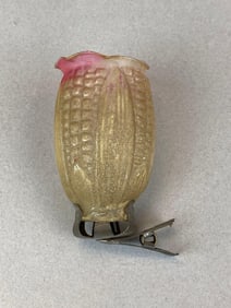 Antique Christmas Tree Corncob Blown Glass Candle Ornament