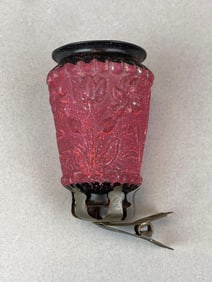 Antique Christmas Tree Floral Blown Glass Candle Ornament