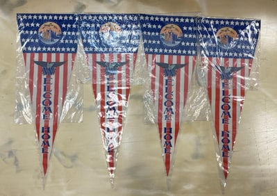 Group of 4 1945 US Welcome Home Paper Pennants