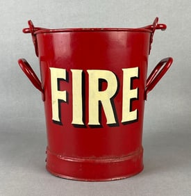 Vintage Red Metal Fire Bucket
