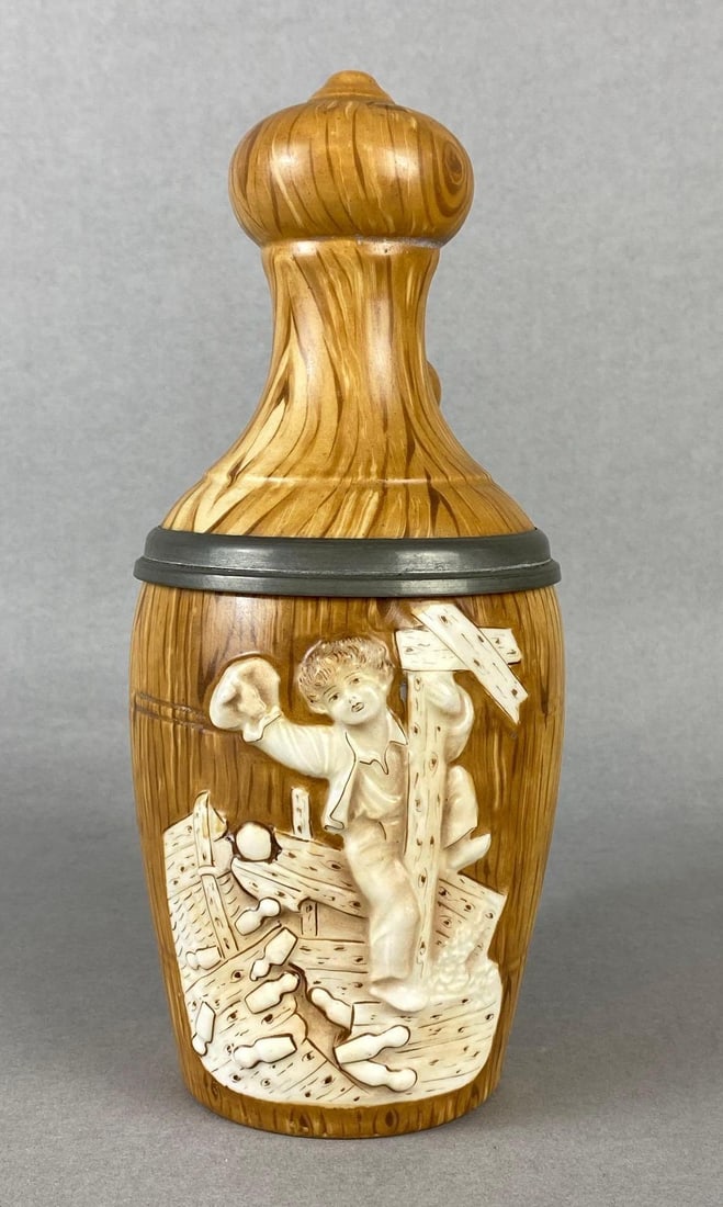 German Embossed Boy Bowling Porcelain Commemorative Beer Stein (1 of 8)