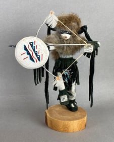 Artist Signed Native American Buffalo Warrior Kachina Doll