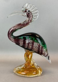 Vintage Murano Silver Fleck Art Glass Bird Figurine