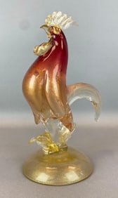 Murano Art Glass Gold Fleck Rooster Figurine