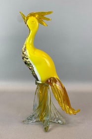 Murano Yellow Art Glass Heron Figurine