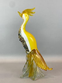 Murano Yellow Art Glass Heron Figurine