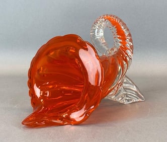 Murano Orange Twisted Art Glass Cornucopia