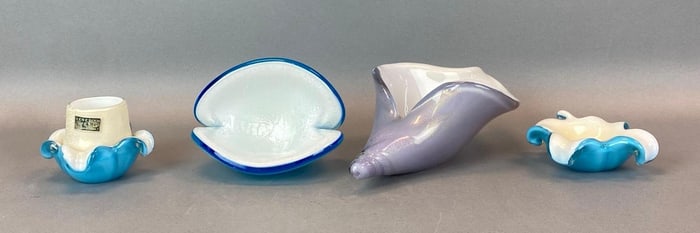 Group of 4 Murano Fleck Art Glass Items