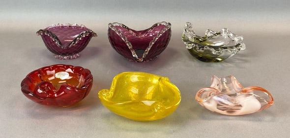 Group of 6 Murano Art Glass Bowls