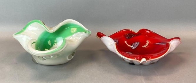 Group of 2 Murano Cased Art Glass Bowls