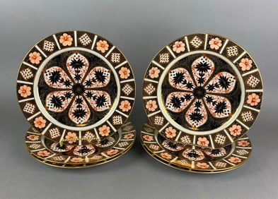 Group of Royal Crown Derby Bone China Old Imari Dinner Plates