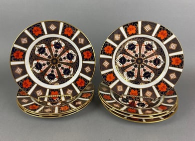 Group of 8 Royal Crown Derby Bone China Imari Plates