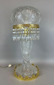 Antique Brilliant Cut Glass Table Lamp