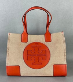 Tory Burch Ella Orange Canvas Tote Bag
