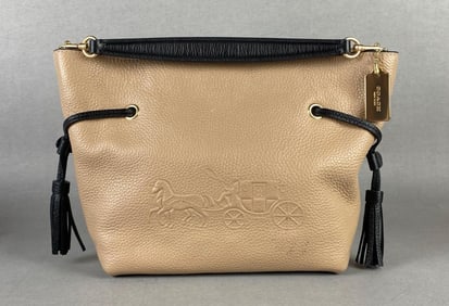 Coach Andy Horse and Carriage Beige Tassel Purse