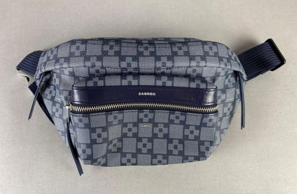 Sandro Blue Square Cross Monogram Belt Bag