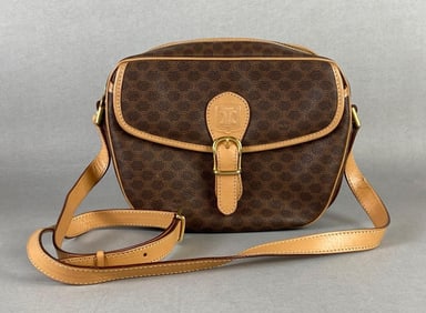 Celine Macadam Brown Leather Shoulder Bag