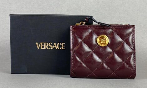 Versace Burgundy Quilted Leather Medusa Wallet