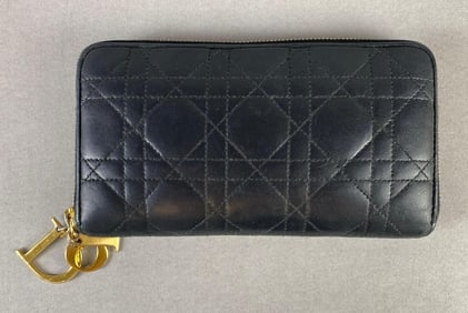 Christian Dior Lady Voyageur Black Patent Leather Wallet