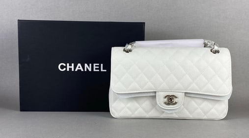 Chanel White Caviar Classic Flap Shoulder Bag