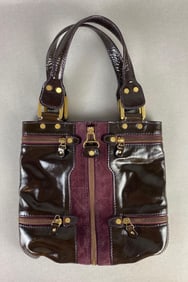 Jimmy Choo Mona Purple Patent Leather and Suede Purse