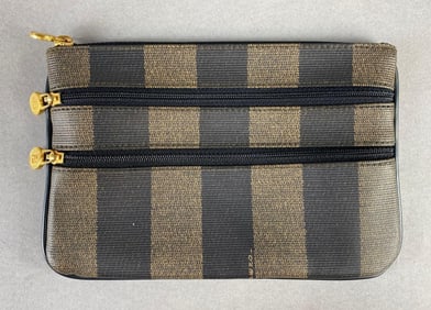 Fendi Roma Pequin Multi-Zip Clutch/Pouch
