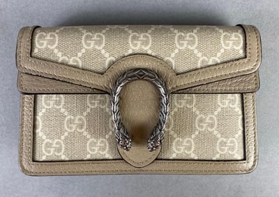 Gucci Super Mini Dionysus Textured Dollar Calfskin and Canvas Shoulder Bag/Clutch