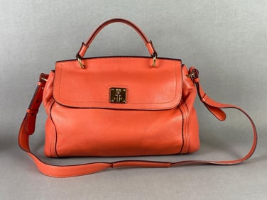 MCM Orange/Blush Leather Crossbody Satchel Purse