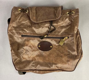 Borbonese Redwall Large Dark Brown Nylon Bucket Bag