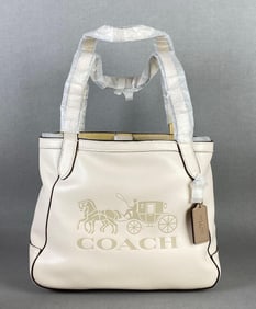 Coach Horse and Carriage Chalk/Vanilla Cream Leather Tote Bag