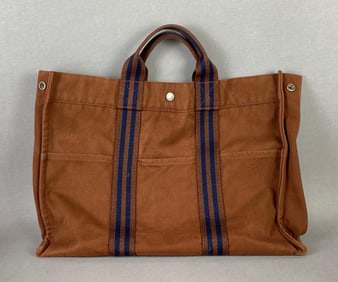 Hermes Fouree-Tout MM Brown Cotton Tote Bag