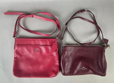 Group of 2 Coach Red Pebbled Leather Crossbody Purses