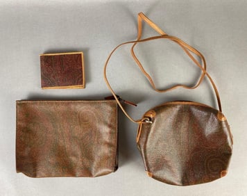 Group of 3 Etro Brown Paisley Purses and Wallets