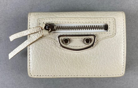 Balenciaga Le City Beige Leather Mini Wallet